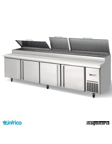 Mesa refrigerada de pizzas 303 cm abierto
