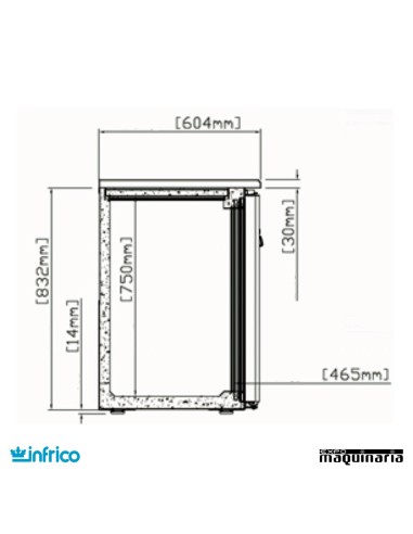 Mesa frente mostrador refrigerado 154 cm medidas