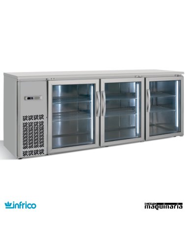 Mesa frente mostrador refrigerado puertas cristal 216 cm