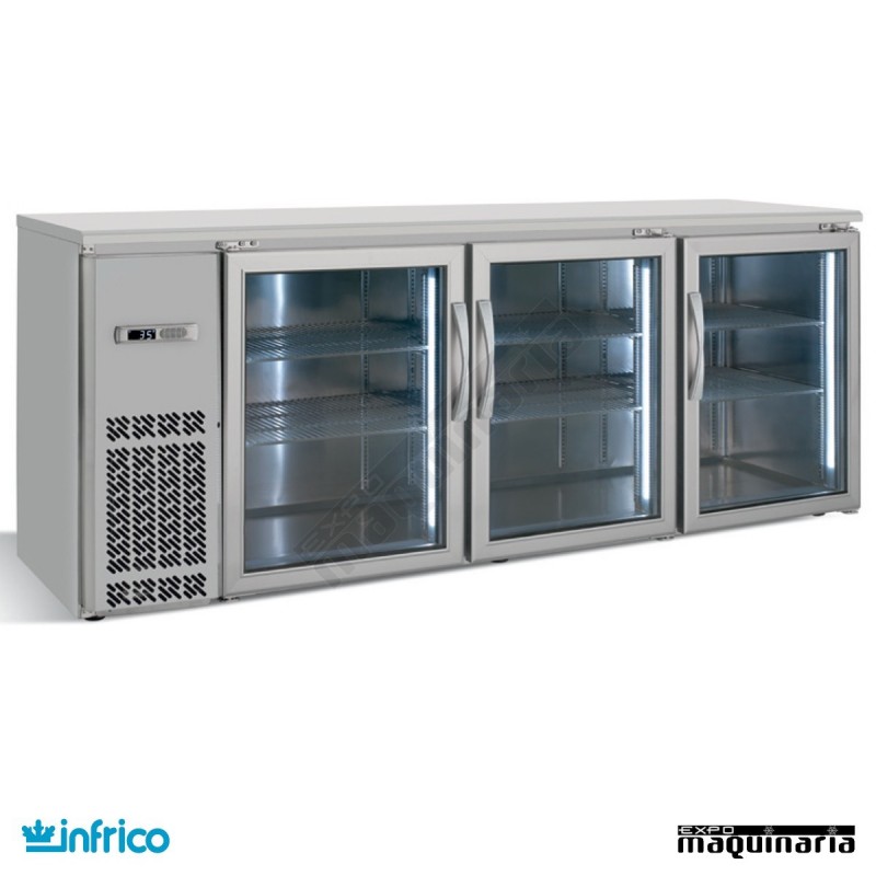 Mesa frente mostrador refrigerado puertas cristal 216 cm