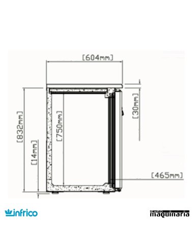 Mesa frente mostrador refrigerado puertas cristal 216 cm medidas