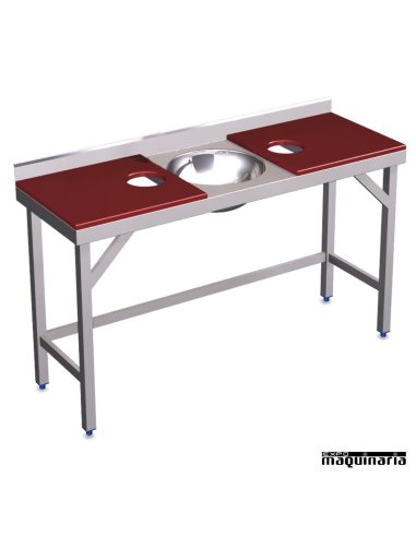 Mesa de pescadería preparado y lavado 2 tolvas