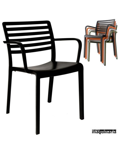 Silla bar Lama con brazos colores apilable