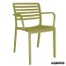 Silla bar Lama con brazos color verde oliva