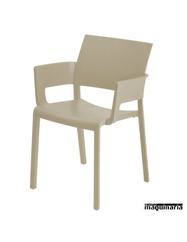 Silla bar RE Fiona con brazos color beige