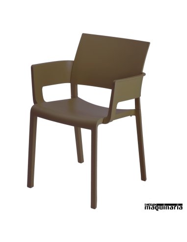 Silla bar RE Fiona con brazos color chocolate