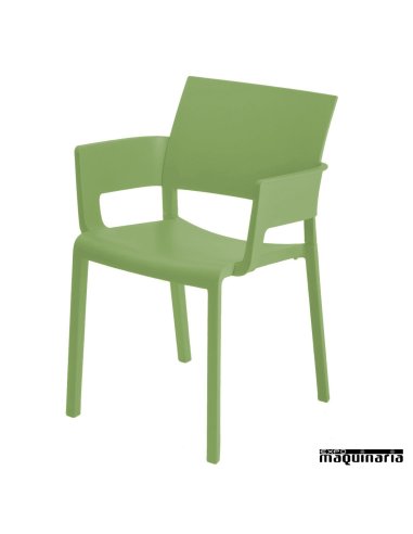 Silla bar RE Fiona con brazos color verde oliva