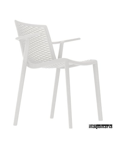 Silla bar RENETKAT-BRAZOS apilable color blanco