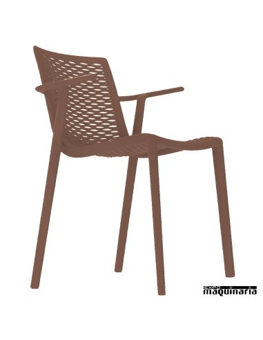 Silla bar RENETKAT-BRAZOS apilable color chocolate