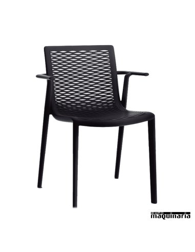 Silla bar RENETKAT-BRAZOS apilable color negro