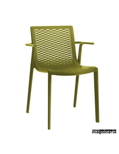 Silla bar RENETKAT-BRAZOS apilable color verde oliva