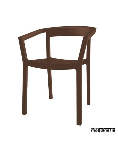 Silla bar con brazos apilable REPEACH-BRAZOS color chocolate