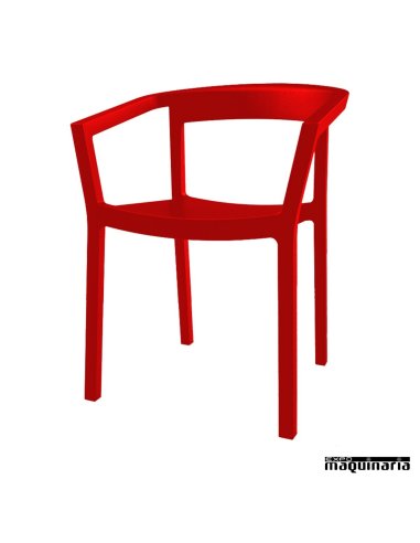Silla bar con brazos apilable REPEACH-BRAZOS color rojo