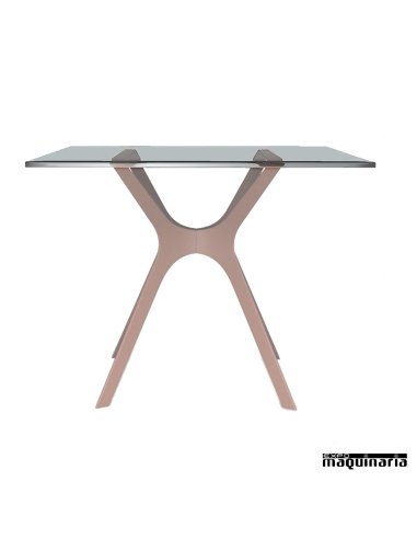 Mesa REVELA-S de cristal templado color arena