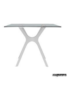 Mesa REVELA-S de cristal templado color arena 2
