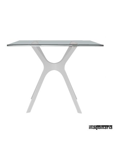 Mesa REVELA-S de cristal templado color blanco