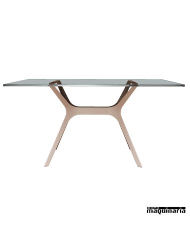 Mesa REVELA-M de cristal templado color beige