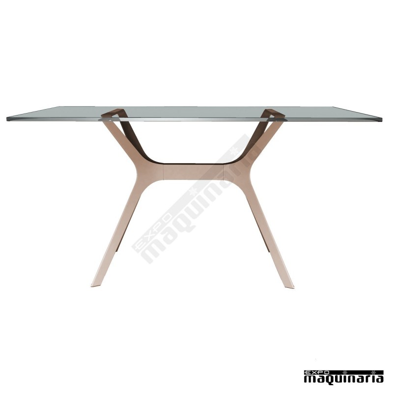 Mesa REVELA-M de cristal templado color beige