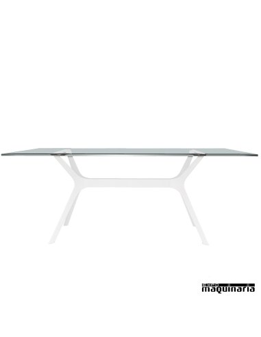 Mesa cristal templado REVELA-L (180x90 cm) color blanco