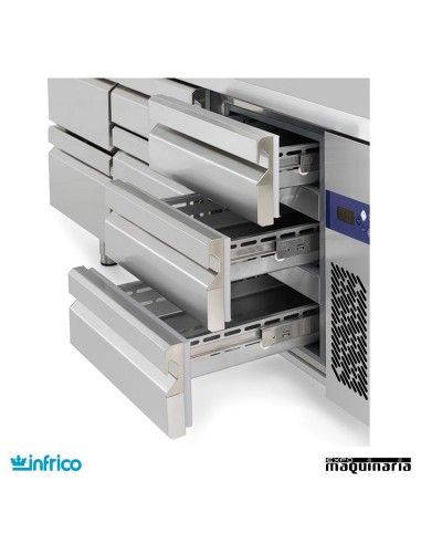Mesa refrigerada (196 x 70 cm) BMGN 1960 II detalle cajones