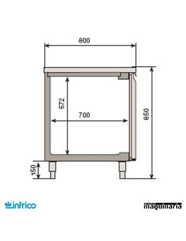 Mesa refrigerada pasteleria (275,2 x 80 cm) MR2750 medidas