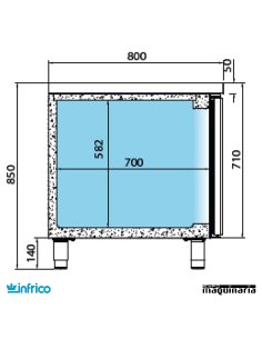 Mesa  pasteleria puerta cristal (161,8 x 80 cm) MR1620CR 2