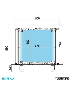 Mesa refrigerada pasteleria Central-cristal (161,8x80 cm) MR1620PDCR 2