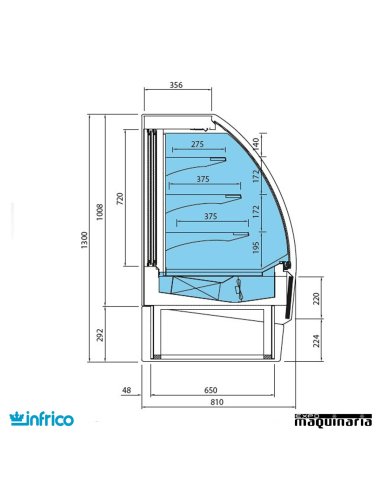 Vitrina expositora de pastelería INVBR9R de 93.8 cm medidas