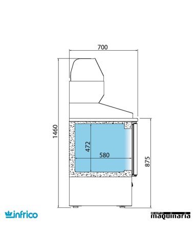 Vitrina refrigerada para pizzas INME1003VIP medidas