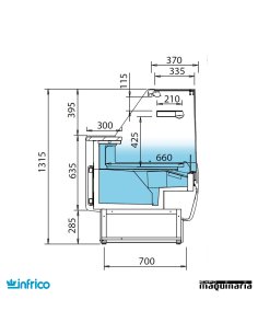 Vitrina cristal plano frío estático con reserva 2.5m INVMB25RE 2