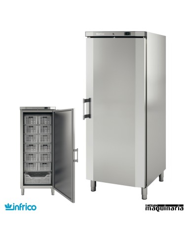 Congelador vertical INAC600BT abierto y cerrado