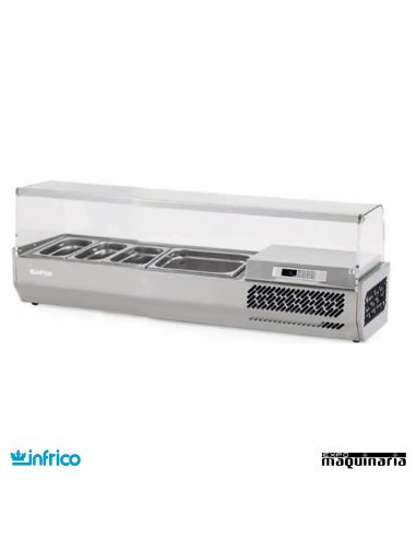 Vitrinas tapa cristal pizzas para 3 cubetas de 1/3 y 1 de 1/2 VIP1330