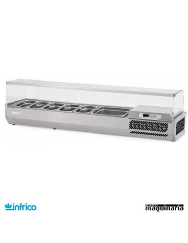 Vitrinas ingredientes pizzerias VIP1740 GN 1/3 tapa cristal