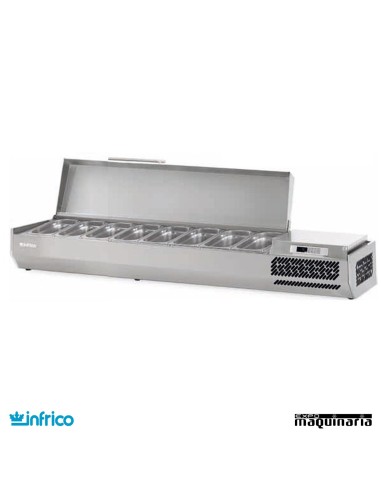 Vitrinas ingredientes pizzas VIP1980B1/3TAPA, con 8 cubetas de 1/3
