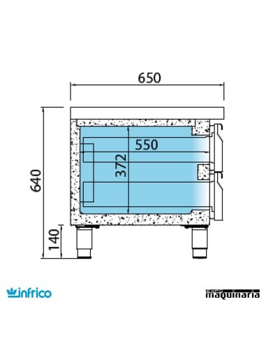 Mesa refrigerada baja -Snack (200 x 65 cm) MSG 2000 medidas