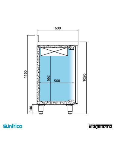 Mesa refrigerada alta (1960 x 600 cm) FMPP 2000 II medidas
