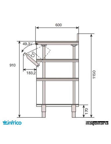 Mueble Cafetero Inoxidable INMCAF 1000 CI medidas cajon