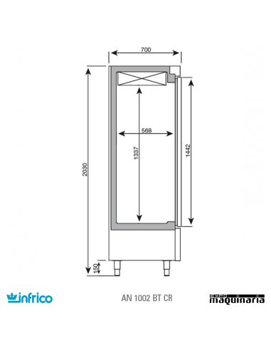 Nevera Congelador con Puerta de Cristal INAN1002BTCR medidas