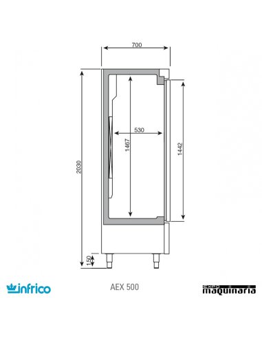 Nevera Refrigerador con Puerta de Cristal INAEX500TF medidas