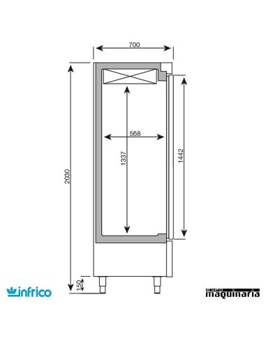Nevera Refrigerador con Puerta de Cristal INAEX1600TF medidas