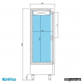 Nevera Vertical Refrigerador Pescado-Normal INANDP1003TF/G medidas