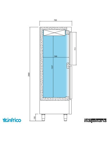 Nevera Vertical Refrigerador Pescado-Normal INANDP1004TF/G medidas