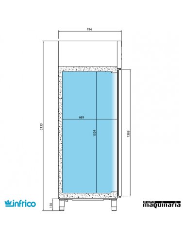 Nevera Vertical Refrigerador Gastronorm Pescado  INAGB701PESC medidas