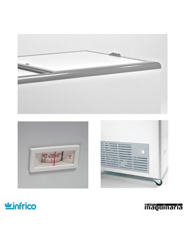 Arcon Congelador 351 l  puerta corredera de cristal HF400TCG medidas