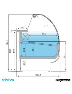 Vitrina Cristal Curvo frío semiestático con reserva 1.5m 2