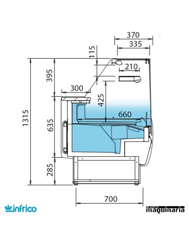 Vitrina cristal plano frío estático con reserva 0.94m INVMB9RP medidas