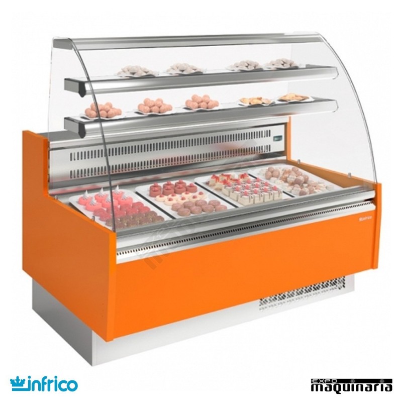 Vitrina Pastelería cristal curvo frio estatico con reserva 1,44m INVGL14C 