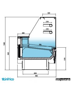 Vitrina Pastelería cristal recto frío estático con reserva1,44m VGL14R 2