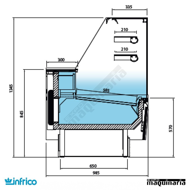 VITRINA EXPOSITORA PARA PASTELERÍA GLACÉ VGL 18 P CRISTAL RECTO