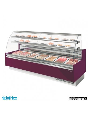 Vitrina Pastelería cristal curvo frío estático con reserva 2.5m VGL25C